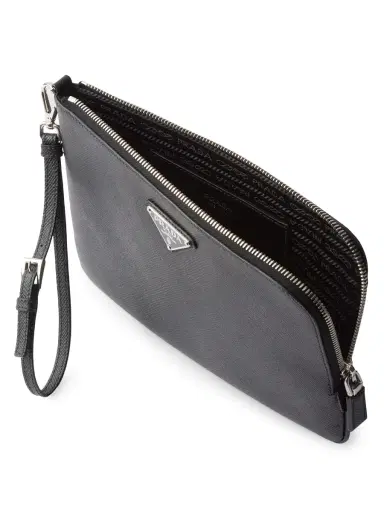 Prada Men's Saffiano Leather Pouch - Black | Thumbnail 3 Prada Men's Saffiano Leather Pouch - Black | Thumbnail 3