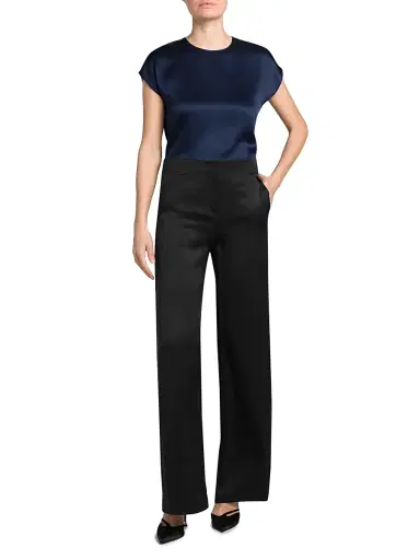 Giorgio Armani Women's Silk Satin Cap-Sleeve Top - Forest | Thumbnail 2 Giorgio Armani Women's Silk Satin Cap-Sleeve Top - Forest | Thumbnail 2