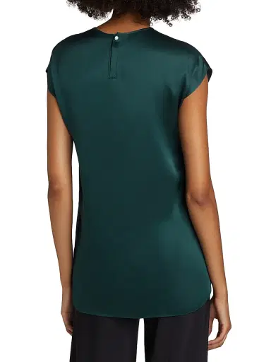 Giorgio Armani Women's Silk Satin Cap-Sleeve Top - Forest | Thumbnail 5 Giorgio Armani Women's Silk Satin Cap-Sleeve Top - Forest | Thumbnail 5