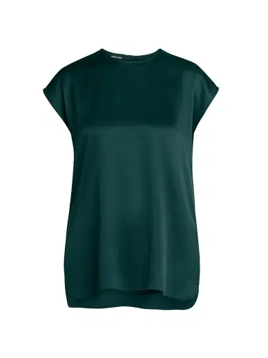 Giorgio Armani Women's Silk Satin Cap-Sleeve Top - Forest | Thumbnail 1 Giorgio Armani Women's Silk Satin Cap-Sleeve Top - Forest | Thumbnail 1