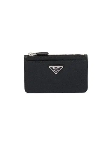 Prada Men's Saffiano Leather Card Holder - Black | Thumbnail 1 Prada Men's Saffiano Leather Card Holder - Black | Thumbnail 1