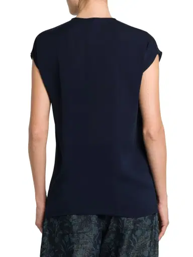 Giorgio Armani Women's Silk Georgette Keyhole Blouse - Galaxy Blue | Thumbnail 4 Giorgio Armani Women's Silk Georgette Keyhole Blouse - Galaxy Blue | Thumbnail 4