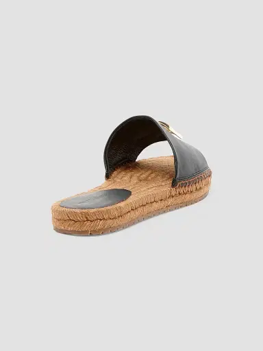 Dolce & Gabbana Women's Logo Leather Flat Espadrille Sandals - Nero - Size 11 | Thumbnail 3 Dolce & Gabbana Women's Logo Leather Flat Espadrille Sandals - Nero - Size 11 | Thumbnail 3