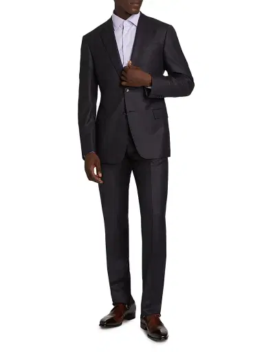 Giorgio Armani Men's Single-Breasted Wool-Blend Suit - Merlot Purple | Thumbnail 3 Giorgio Armani Men's Single-Breasted Wool-Blend Suit - Merlot Purple | Thumbnail 3
