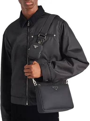 Prada Men's Re-Nylon and Saffiano Leather Shoulder Bag | Thumbnail 7 Prada Men's Re-Nylon and Saffiano Leather Shoulder Bag | Thumbnail 7