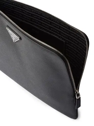 Prada Men's Saffiano Leather Pouch - Black | Thumbnail 3 Prada Men's Saffiano Leather Pouch - Black | Thumbnail 3