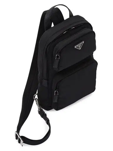 Prada Men's Re-Nylon And Saffiano Leather Backpack - Black | Thumbnail 2 Prada Men's Re-Nylon And Saffiano Leather Backpack - Black | Thumbnail 2
