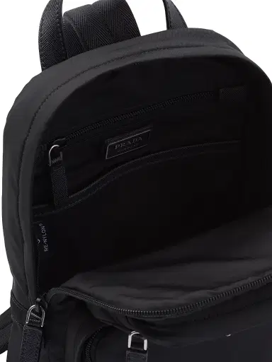 Prada Men's Re-Nylon And Saffiano Leather Backpack - Black | Thumbnail 4 Prada Men's Re-Nylon And Saffiano Leather Backpack - Black | Thumbnail 4