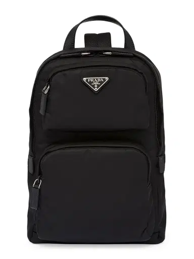 Prada Men's Re-Nylon And Saffiano Leather Backpack - Black | Thumbnail 1 Prada Men's Re-Nylon And Saffiano Leather Backpack - Black | Thumbnail 1