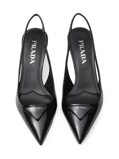 Prada Women's Patent Leather 55MM Slingback Pumps - Black | Thumbnail 3 Prada Women's Patent Leather 55MM Slingback Pumps - Black | Thumbnail 3