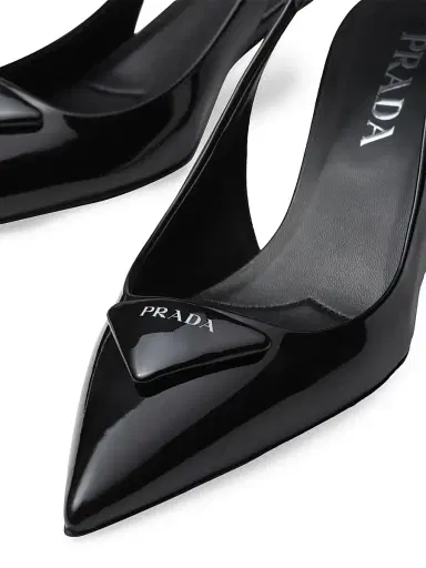 Prada Women's Patent Leather 55MM Slingback Pumps - Black | Thumbnail 5 Prada Women's Patent Leather 55MM Slingback Pumps - Black | Thumbnail 5