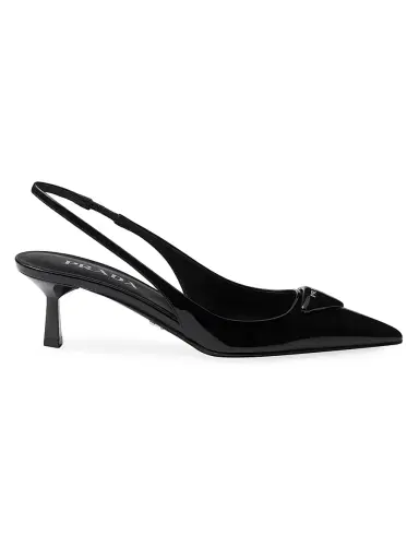 Prada Women's Patent Leather 55MM Slingback Pumps - Black | Thumbnail 1 Prada Women's Patent Leather 55MM Slingback Pumps - Black | Thumbnail 1
