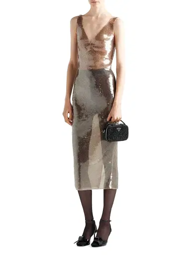 Prada Women's Embroidered Tulle Dress - Beige | Thumbnail 2 Prada Women's Embroidered Tulle Dress - Beige | Thumbnail 2
