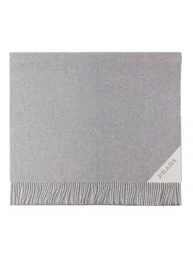 Prada Women's Double Cashmere Scarf - Grey | Thumbnail 1 Prada Women's Double Cashmere Scarf - Grey | Thumbnail 1
