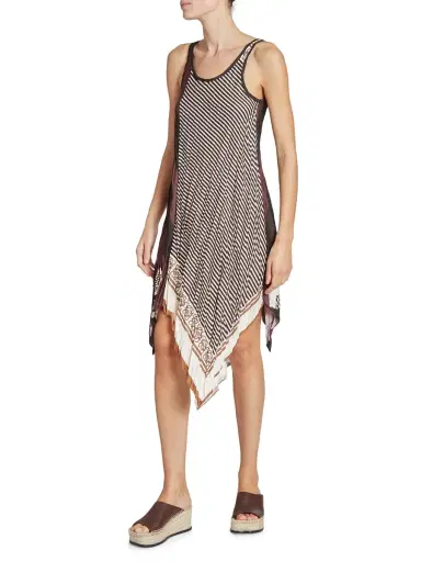 LOEWE Women's x Paula's Ibiza Scarf-Print Asymmetric Midi-Dress - Light Beige Multi | Thumbnail 2 LOEWE Women's x Paula's Ibiza Scarf-Print Asymmetric Midi-Dress - Light Beige Multi | Thumbnail 2