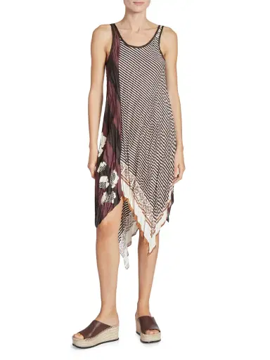 LOEWE Women's x Paula's Ibiza Scarf-Print Asymmetric Midi-Dress - Light Beige Multi | Thumbnail 1 LOEWE Women's x Paula's Ibiza Scarf-Print Asymmetric Midi-Dress - Light Beige Multi | Thumbnail 1