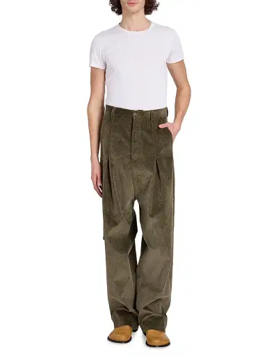 Loewe Men's Cotton-Blend Low-Crotch Trousers - Khaki Green - Size 38 | Thumbnail 2 Loewe Men's Cotton-Blend Low-Crotch Trousers - Khaki Green - Size 38 | Thumbnail 2