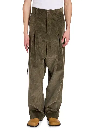 Loewe Men's Cotton-Blend Low-Crotch Trousers - Khaki Green - Size 38 | Thumbnail 3 Loewe Men's Cotton-Blend Low-Crotch Trousers - Khaki Green - Size 38 | Thumbnail 3