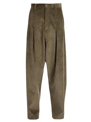 Loewe Men's Cotton-Blend Low-Crotch Trousers - Khaki Green - Size 38 | Thumbnail 1 Loewe Men's Cotton-Blend Low-Crotch Trousers - Khaki Green - Size 38 | Thumbnail 1