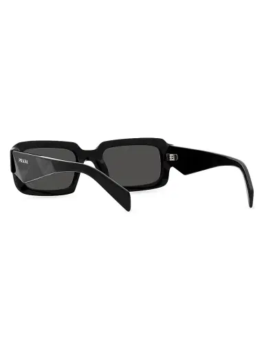 Prada Men's 54MM Acetate Rectangular Sunglasses - Black | Thumbnail 4 Prada Men's 54MM Acetate Rectangular Sunglasses - Black | Thumbnail 4