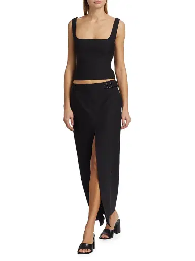 SIR. Women's Leonardo Belted Midi-Skirt - Black | Thumbnail 2 SIR. Women's Leonardo Belted Midi-Skirt - Black | Thumbnail 2