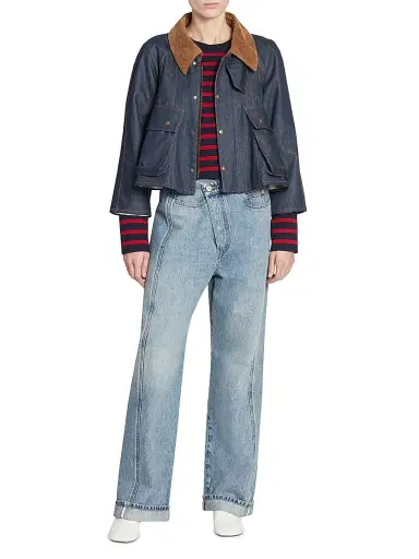 LOEWE Women's Deconstructed Straight-Leg Jeans - Washed Denim | Thumbnail 2 LOEWE Women's Deconstructed Straight-Leg Jeans - Washed Denim | Thumbnail 2