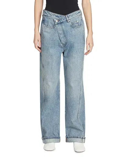 LOEWE Women's Deconstructed Straight-Leg Jeans - Washed Denim | Thumbnail 3 LOEWE Women's Deconstructed Straight-Leg Jeans - Washed Denim | Thumbnail 3