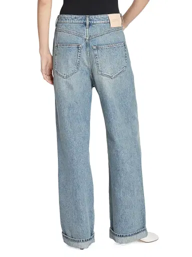 LOEWE Women's Deconstructed Straight-Leg Jeans - Washed Denim | Thumbnail 5 LOEWE Women's Deconstructed Straight-Leg Jeans - Washed Denim | Thumbnail 5