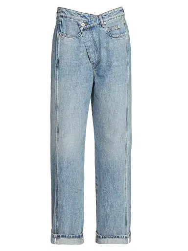 LOEWE Women's Deconstructed Straight-Leg Jeans - Washed Denim | Thumbnail 1 LOEWE Women's Deconstructed Straight-Leg Jeans - Washed Denim | Thumbnail 1