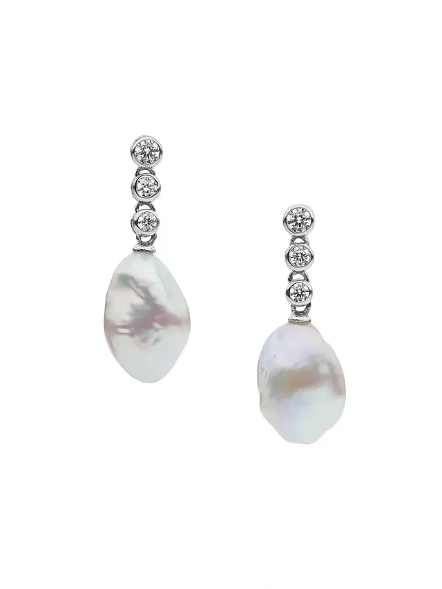 Women's Zagora Winslie Rhodium-Plated, Cubic Zirconia & Freshwater Pearl Drop Earrings - Rhodium Women's Zagora Winslie Rhodium-Plated, Cubic Zirconia & Freshwater Pearl Drop Earrings - Rhodium