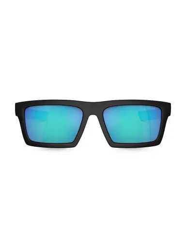 Prada Linea Rossa Men's 55MM Rectangular Sunglasses - Matte Black Blue Mirror | Thumbnail 2 Prada Linea Rossa Men's 55MM Rectangular Sunglasses - Matte Black Blue Mirror | Thumbnail 2