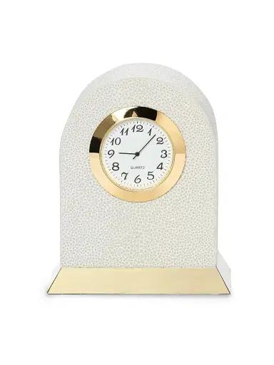 Pigeon & Poodle Fondi Blanc Faux Shagreen Clock | Thumbnail 1 Pigeon & Poodle Fondi Blanc Faux Shagreen Clock | Thumbnail 1