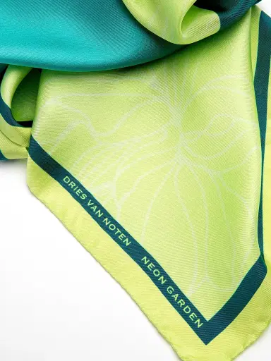 Dries Van Noten Women's Neon Garden Silk Foulard Scarf - Neon Garden | Thumbnail 2 Dries Van Noten Women's Neon Garden Silk Foulard Scarf - Neon Garden | Thumbnail 2