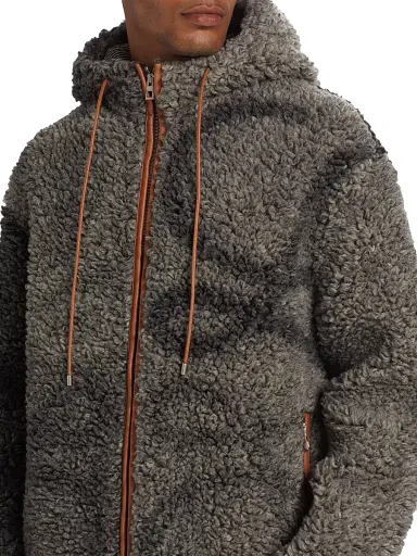 LOEWE Men's Fleece Hooded Logo Jacket - Grey Black | Thumbnail 6 LOEWE Men's Fleece Hooded Logo Jacket - Grey Black | Thumbnail 6