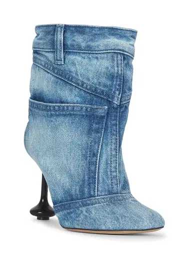 LOEWE Women's Toy Panta 90MM Leather & Denim Ankle Boots - Washed Denim | Thumbnail 2 LOEWE Women's Toy Panta 90MM Leather & Denim Ankle Boots - Washed Denim | Thumbnail 2