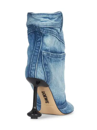 LOEWE Women's Toy Panta 90MM Leather & Denim Ankle Boots - Washed Denim | Thumbnail 3 LOEWE Women's Toy Panta 90MM Leather & Denim Ankle Boots - Washed Denim | Thumbnail 3