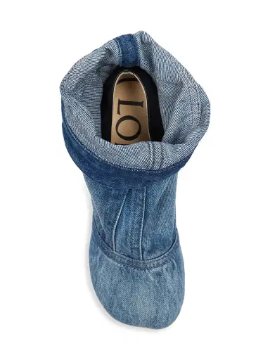LOEWE Women's Toy Panta 90MM Leather & Denim Ankle Boots - Washed Denim | Thumbnail 5 LOEWE Women's Toy Panta 90MM Leather & Denim Ankle Boots - Washed Denim | Thumbnail 5