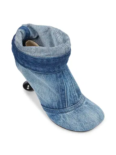 LOEWE Women's Toy Panta 90MM Leather & Denim Ankle Boots - Washed Denim | Thumbnail 6 LOEWE Women's Toy Panta 90MM Leather & Denim Ankle Boots - Washed Denim | Thumbnail 6