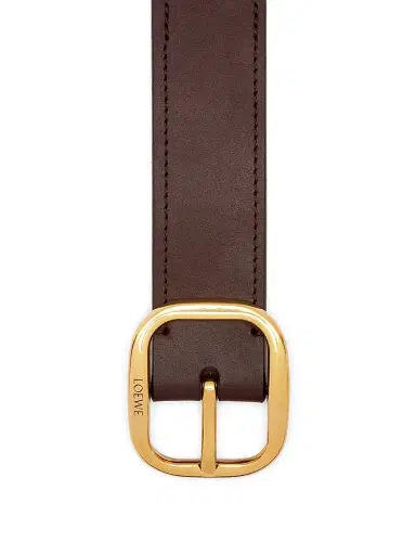 LOEWE Women's Rounded Square Buckle Leather Belt - Dark Brown | Thumbnail 4 LOEWE Women's Rounded Square Buckle Leather Belt - Dark Brown | Thumbnail 4