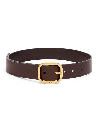 LOEWE Women's Rounded Square Buckle Leather Belt - Dark Brown | Thumbnail 1 LOEWE Women's Rounded Square Buckle Leather Belt - Dark Brown | Thumbnail 1