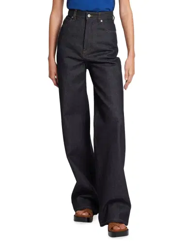 LOEWE Women's High-Rise Wide-Leg Jeans - Raw Denim | Thumbnail 2 LOEWE Women's High-Rise Wide-Leg Jeans - Raw Denim | Thumbnail 2