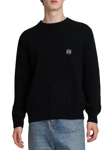 Loewe Men's Logo Wool Crewneck Sweater - Black - Size XXL | Thumbnail 3 Loewe Men's Logo Wool Crewneck Sweater - Black - Size XXL | Thumbnail 3
