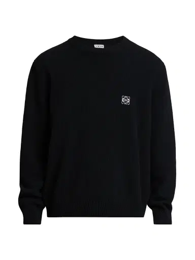 Loewe Men's Logo Wool Crewneck Sweater - Black - Size XXL | Thumbnail 1 Loewe Men's Logo Wool Crewneck Sweater - Black - Size XXL | Thumbnail 1