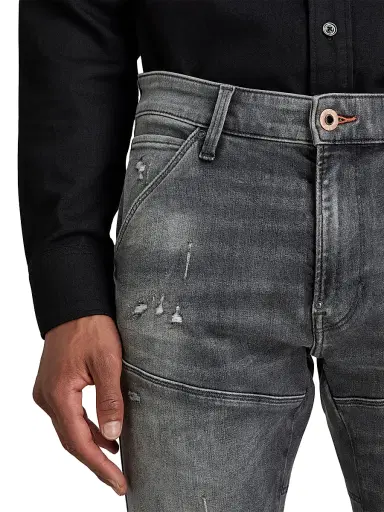 G-Star Men's 5620 3D Zip Knee Skinny Jeans - Vintage Ripped Basalt | Thumbnail 4 G-Star Men's 5620 3D Zip Knee Skinny Jeans - Vintage Ripped Basalt | Thumbnail 4