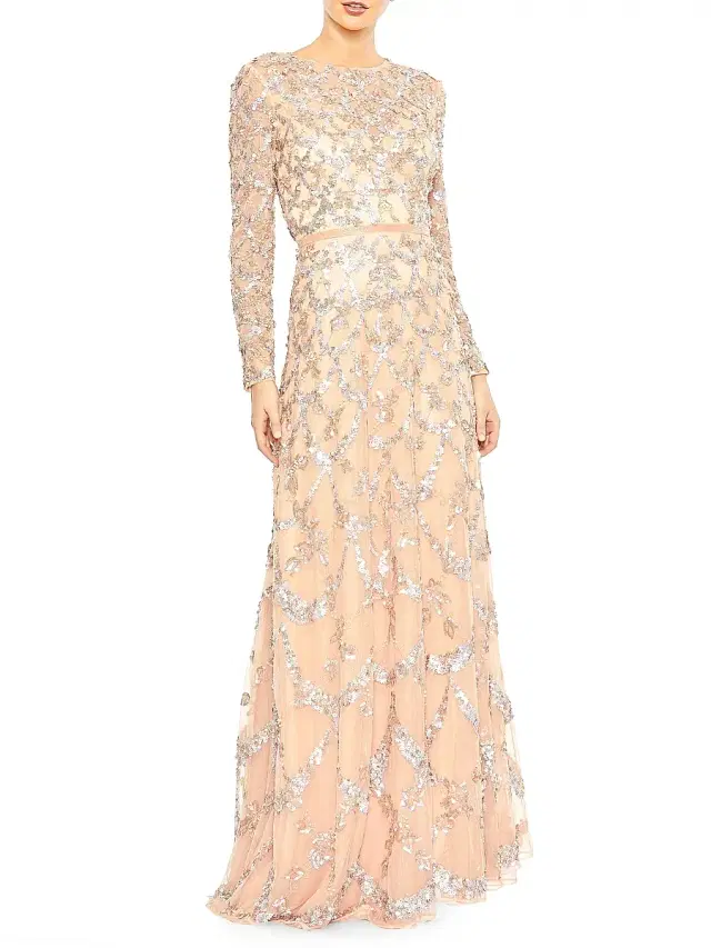 Women's Bead & Sequin-Embellished A-Line Gown - Midnight Women's Bead & Sequin-Embellished A-Line Gown - Midnight
