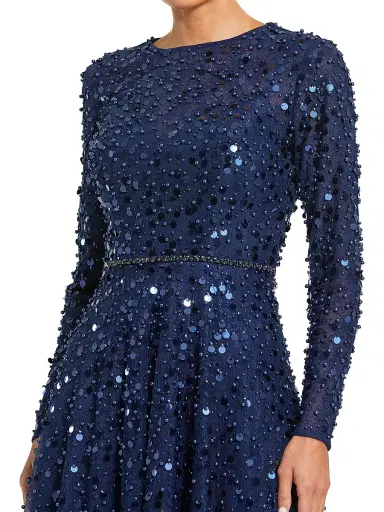 Mac Duggal Women's Sequin & Feather Embellished Gown - Midnight | Thumbnail 3 Mac Duggal Women's Sequin & Feather Embellished Gown - Midnight | Thumbnail 3