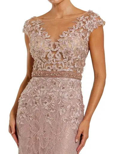 Mac Duggal Women's Illusion Beaded Mermaid Gown - Mocha - Size 10 | Thumbnail 3 Mac Duggal Women's Illusion Beaded Mermaid Gown - Mocha - Size 10 | Thumbnail 3