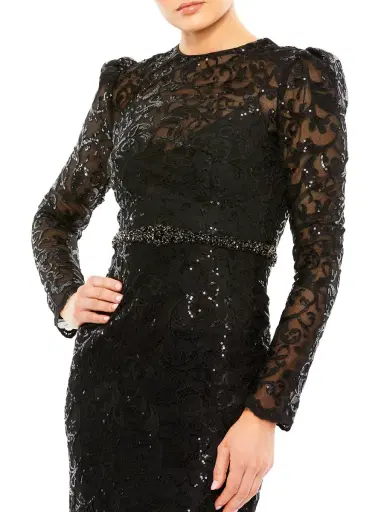 Mac Duggal Women's Embellished Long-Sleeve Gown - Black | Thumbnail 2 Mac Duggal Women's Embellished Long-Sleeve Gown - Black | Thumbnail 2