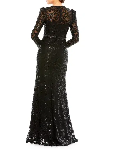 Mac Duggal Women's Embellished Long-Sleeve Gown - Black | Thumbnail 1 Mac Duggal Women's Embellished Long-Sleeve Gown - Black | Thumbnail 1