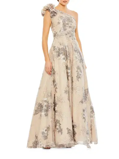 Mac Duggal Women's Embellished One-Shoulder A-Line Gown - Mocha | Thumbnail 1 Mac Duggal Women's Embellished One-Shoulder A-Line Gown - Mocha | Thumbnail 1